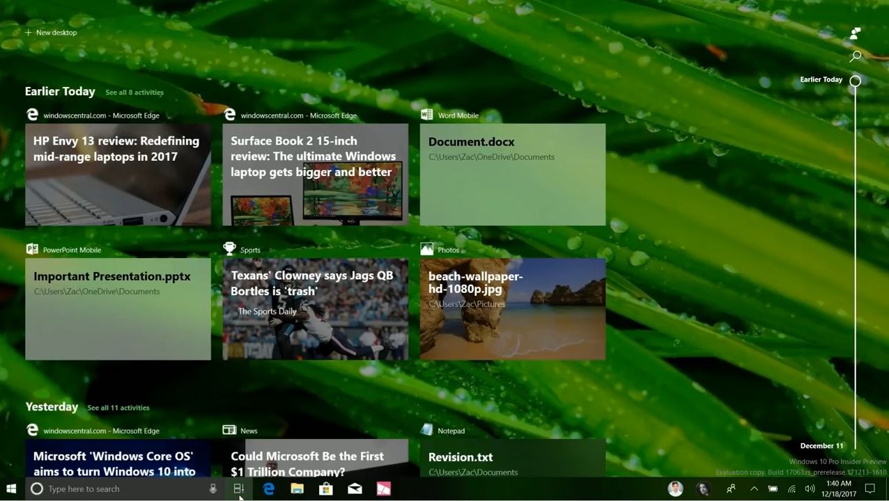 Windows 10 RS4預(yù)覽版17063時(shí)間軸亮相，接近正式版